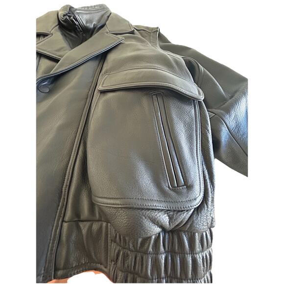 Wilsons Leather Black Bomber Jacket Size XL Vintage 90s Thinsulate Read see pics - Picture 7 of 16